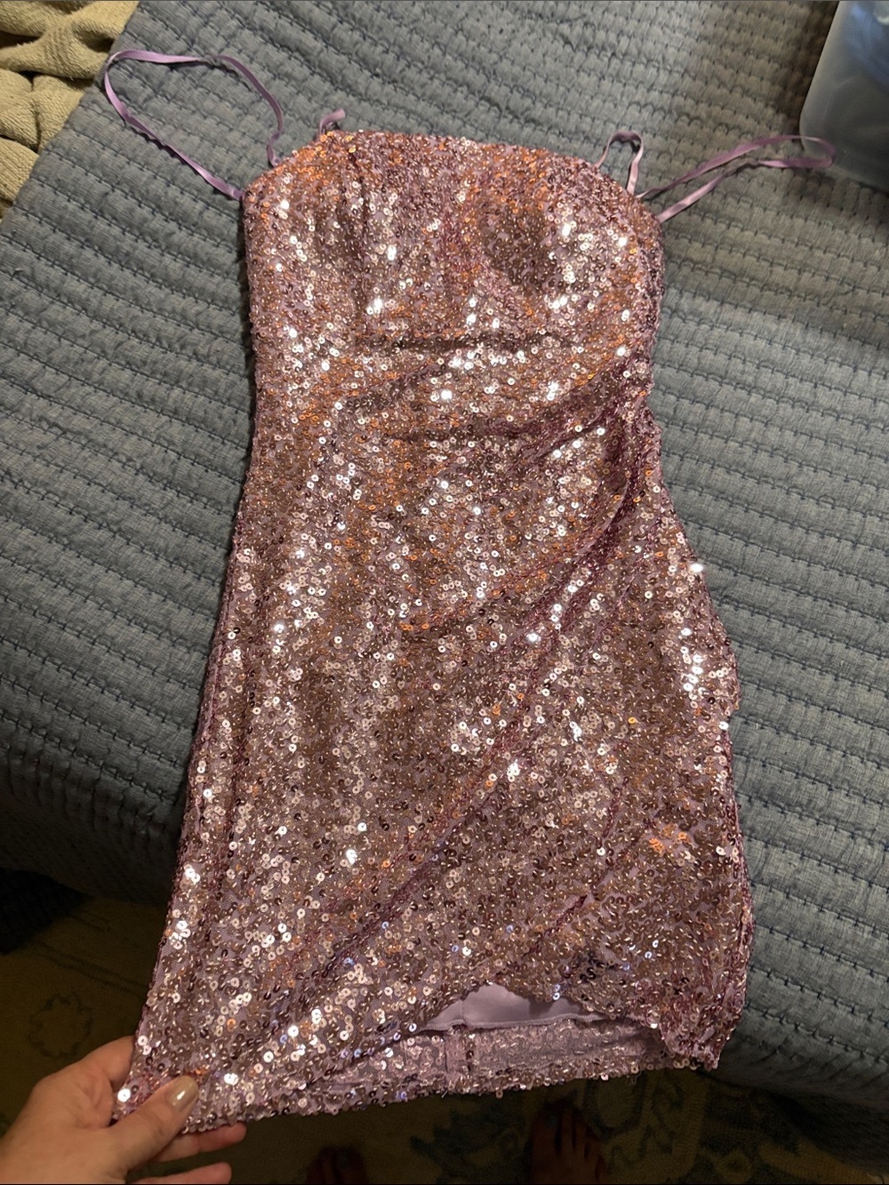 Rose Gold Sequin Mini Dress